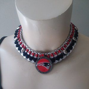 Handmade recycled NFL New England Patriots statement necklace choker OOAL